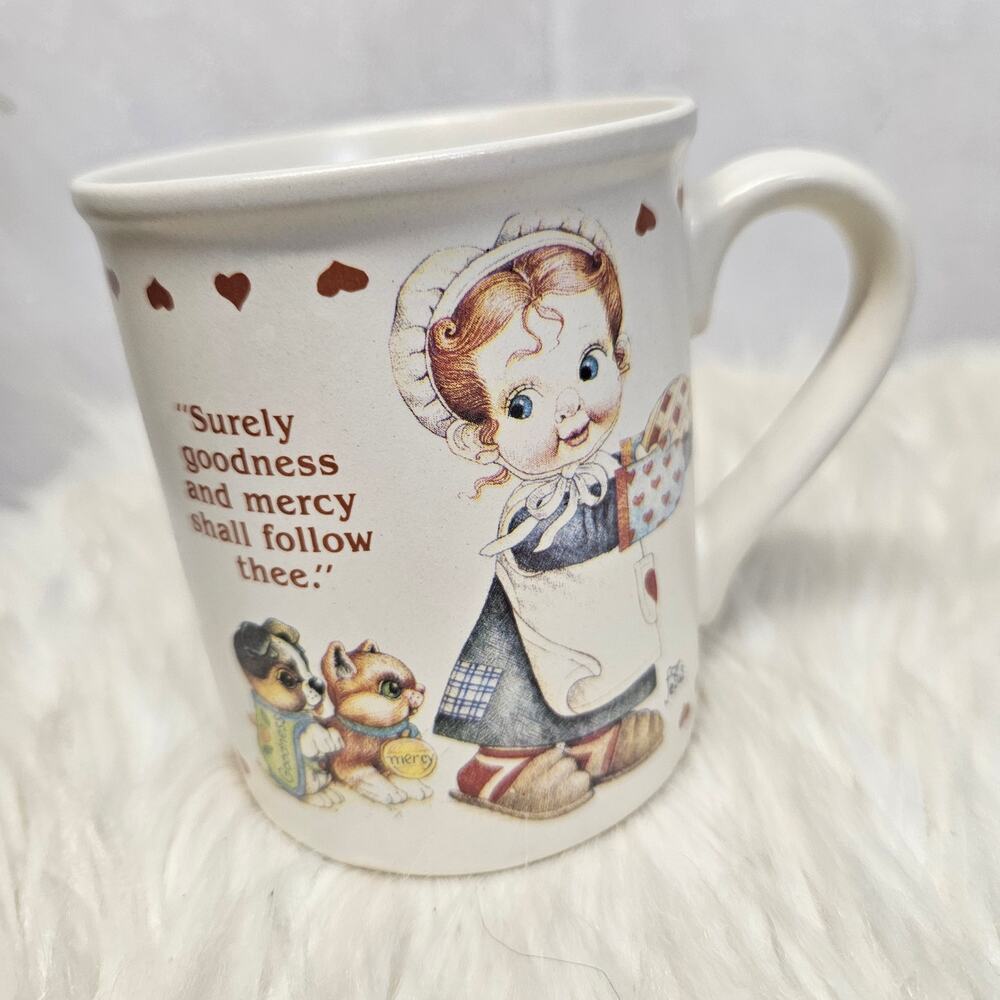 Enesco Brand Coffee Tea Mug Debbie Bell Jarratt 1988 Goodness Mercy Shall Follow